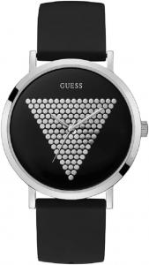 Часы GUESS Iconic с силиконовым ремешком и черно-золотым логотипом. Цвет: черный (Модель: U1161G2), Black/Silver Tone/Silver