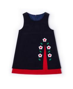 Детский вельветовый комбинезон для девочек с цветами Florence Eiseman, Navy, red, green, white