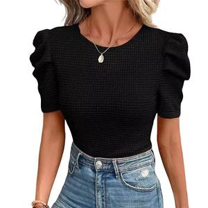 Женский топ с коротким рукавом и круглым вырезом Clearflower, Black