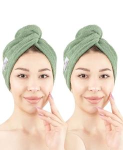 Набор полотенец American Soft Linen для сушки волос в упаковке, 2 шт, зеленый