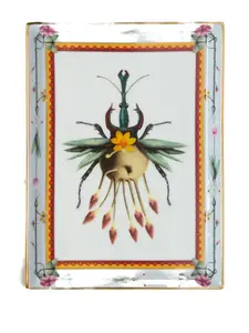 Фарфоровый поднос для мелочей с цветочным узором и изображением жука 21 см x 16 см La Doublej, белый