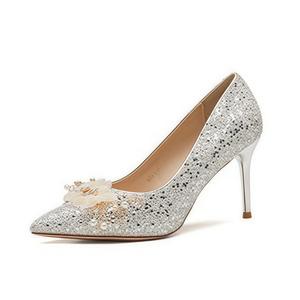 Женские туфли на тонком каблуке и высоком каблуке BINGO DUCK, Silver