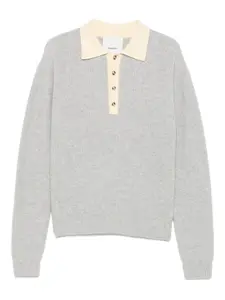 Свитер в рубчик с воротником поло Nanushka, серый