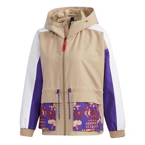 Футболка (WMNS) adidas Cny Jkt New Year Series Patchwork Print Pattern Sports Hooded Jacket Khaki Brown
