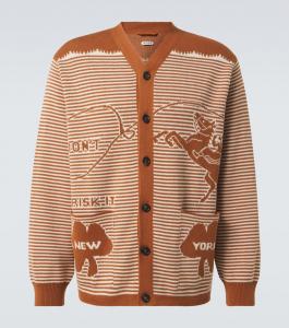 Кардиган из хлопка Buckaroo в полоску Bode, Brown Cream