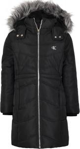 Зимняя куртка-пуховик Calvin Klein для девочек с капюшоном, длинное плотное пальто с флисовой подкладкой, Aerial Night