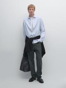 Рубашка Оксфорд классического кроя в полоску Massimo Dutti, Sky Blue