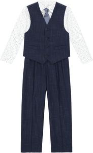 Костюм для мальчиков Calvin Klein из 4 предметов: жилет, брюки, рубашка с воротником и галстук, Batik Blue