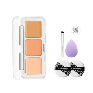 KATO триколор консилер для маскировки осветляющий тон кожи корректор и кисть+пуховка для пудры 2 шт KATO-KATO