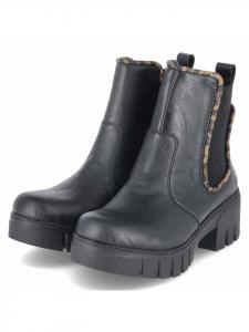 Ботинки без застежек черного цвета rieker