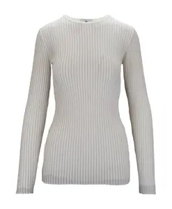 Ребристый блестящий топ с длинными рукавами Elisabetta Franchi, бежевый