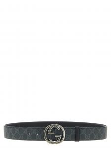 Двусторонний ремень 'Incrocio GG' GUCCI, черный