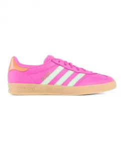 Разноцветные кожаные кроссовки Indoor Gazelle Adidas, розовый