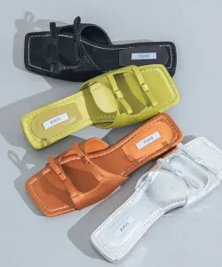 Квадратные сандалии на плоской подошве с ленточкой Evol, цвет Gr