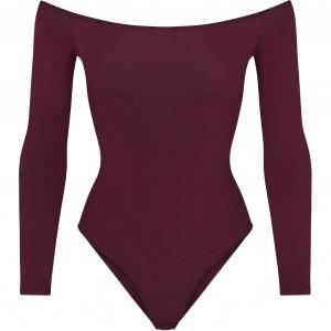 Хлопковый джерси боди-комбинезон с открытыми плечами для женщин Deep Berry Skims, deep berry