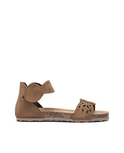 Женские кожаные сандалии на плоской подошве Yokono, темно-коричневый