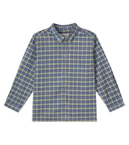 Хлопковая рубашка с клеткой кара Konges Sløjd, Laurel Blue Check