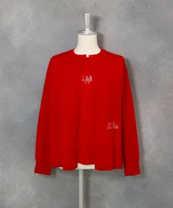 Двусторонняя вышивка на вязаном пуловере Studio Picone, цвет Red(020)