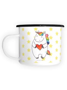 Эмалированная кружка XL Единорог в форме сердца белого цвета Mr. & Mrs. Panda