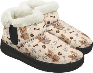 Женские зимние ботинки с утеплителем, удобные, с утолщенной подошвой, противоскользящие, с меховой подкладкой для улицы Gdxynsmny, Cute Corgi Paw