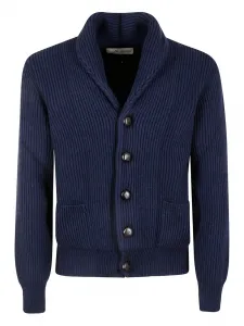 Кардиган с ребристой вязкой и шалевым воротником Mcgeorge, синий