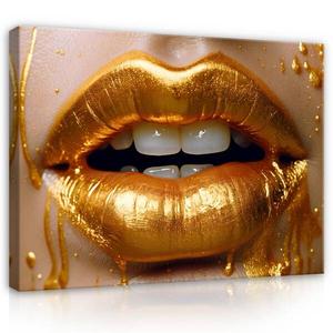 Картина на холсте Wallarena Frau Mund Gold Wohnzimmer, 60x40x60 см, золотой