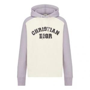 Толстовка men's x kenny scharf crossover fw21 cotton fleece hooded long sleeves gray white colorblock Dior, белый