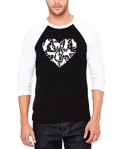 Мужская футболка Cat Heart с регланными рукавами и принтом Word Art в стиле бейсболки LA Pop Art, мультиколор