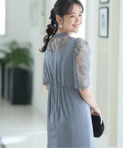 Платье с высоким воротником для невысоких девушек, свадебное платье, вечернее платье, платье для приглашения, платье для торжественного случая, платье для встречи выпускников Pourvous, цвет Blue Gray