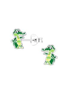 Alexander York Детские серьги-гвоздики в виде крокодила из серебра 925 пробы, комплект из 2 штук