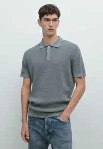 Поло с фактурным вязаным воротником Massimo Dutti, Blue