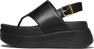 Женские сандалии FitFlop F-Mode с кожаным задним ремешком и черным перепонкой между пальцев