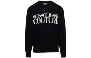 Logo-Intarsia Knitted Crewneck Jumper VERSACE JEANS, черный