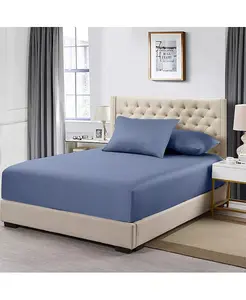 Простыня из перкаля сверхглубокая (22 дюйма) на резинке, размер queen Egyptian Linens, periwinkle