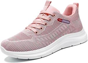 Женские повседневные вязаные кроссовки на шнуровке с дышащей подошвой-платформой, удобный дизайн в носочках для ежедневной ходьбы Generic, Pink