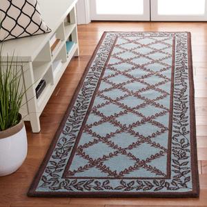 Ковер-дорожка SAFAVIEH, 77 x 244 см, Chelsea Collection, Blue & Brown, ручное плетение, французский кантри из шерсти, идеален для помещений с высокой проходимостью в гостиной, спальне (HK230J)