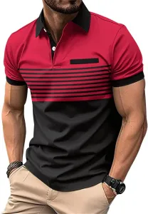 Мужская поло с коротким рукавом и четвертной застежкой, классическая полоска Thatrich