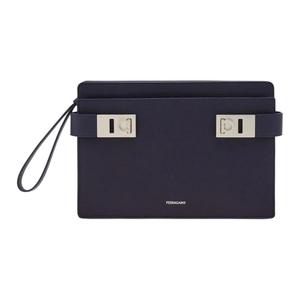 Ferragamo Клатч из телячьей кожи с молотковой текстурой мужской Midnight Blue