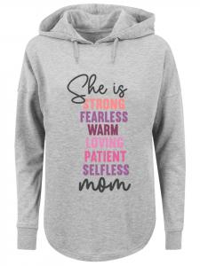 Толстовка большого размера с надписью Сильная и бесстрашная мама ко Дню матери, серого цвета F4NT4STIC