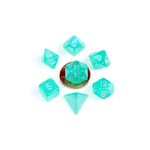 Мини-набор Poly Poly — бирюзовый с серебром (7), Acrylic Dice - Stardust Dice (Metallic Dice Games)