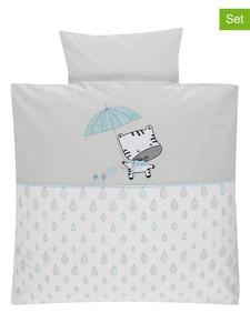 Комплект постельного белья Капли дождя для маятниковой колыбели в сером/голубом цвете Alvi, 80x80 см
