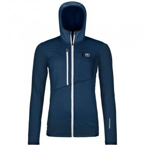 Нижняя флисовая куртка с капюшоном в сетку Ortovox, цвет deep ocean