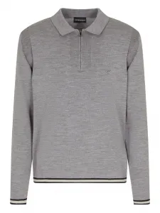 Шерстяная рубашка поло EMPORIO ARMANI, серый