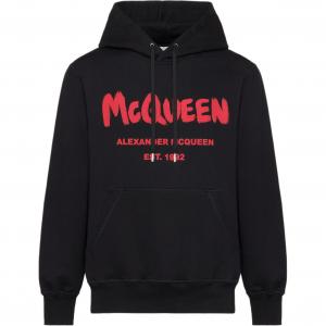 Худи с принтом логотипа на шнурке Alexander McQueen, черный