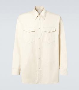 Хлопковая сатиновая вестерн-рубашка Lemaire, Creamy White
