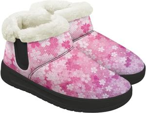 Зимние женские ботинки Снежные ботинки с меховой подкладкой Теплые туристические ботинки Женские противоскользящие легкие уличные ботильоны Chririnla, Pink Cherry Blossom