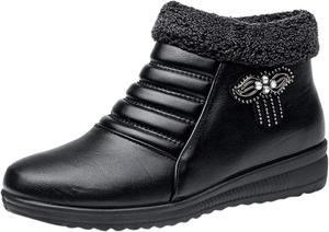 Зимние теплые ботинки BORAMAX для женщин, женские ботинки, женские ботинки до щиколотки, водонепроницаемые зимние ботинки, обувь для мам, ботинки из хлопка, Black