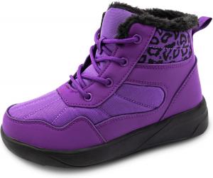Женские зимние ботинки ChayChax с утеплителем из меха, легкие ботильоны до щиколотки, противоскользящие, удобные и теплые зимние shoes, Purple Leopard