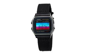 CASIO Кварцевые часы унисекс с нейлоновым ремешком и черным циферблатом