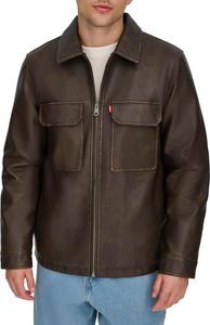 Мужская рабочая куртка Levi's с двумя нагрудными карманами, Brown Faux Leather Filled